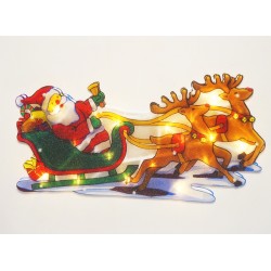 LED彩繪造型燈-電池燈-鹿拉聖誕老人與雪車-暖白