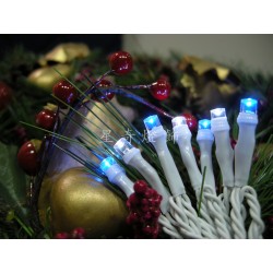 LED 50燈電池燈+USB-藍白光 (IC電池盒)-透明線