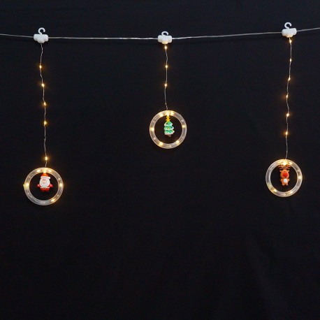 LED 125燈銅線冰條燈-USB-暖白光-圓圈聖誕造型