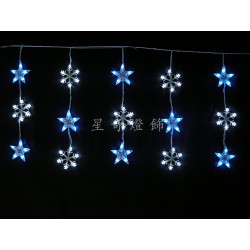 LED 100燈星星雪花窗簾燈 藍白光 110V (附IC控制器)