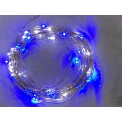 LED 50燈銅線電池燈-藍白光