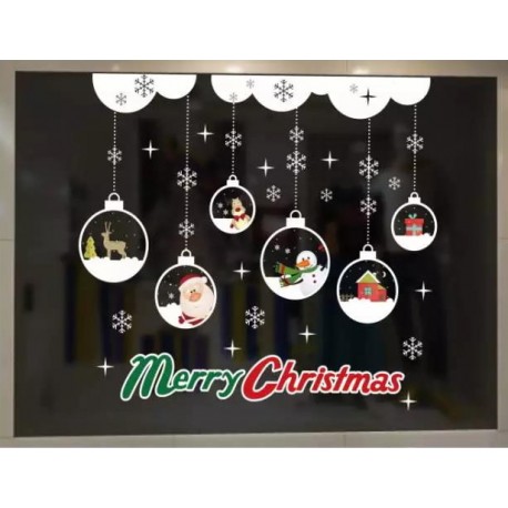 可愛造型聖誕人物雪球掛飾-靜電貼