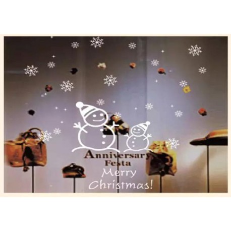 可愛圖案-聖誕老公公、麋鹿、雪人歡度聖誕-靜電貼
