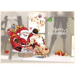 可愛圖案-聖誕老公公駕雪橇-靜電貼