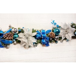 270cm(9尺)聖誕裝飾樹藤條(可彎曲)含整套飾品(已組裝)-銀藍系