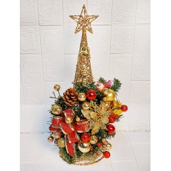 48cm聖誕鐵線樹聖誕樹-紅金色系