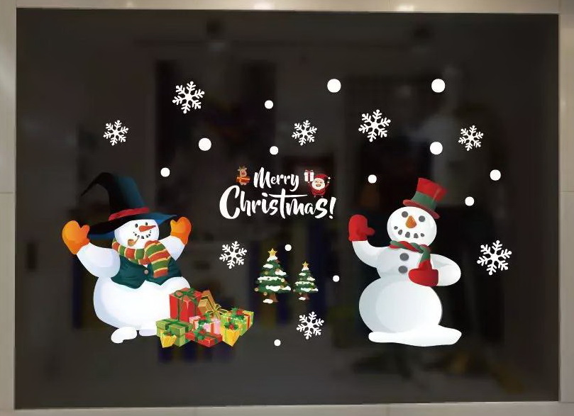 可愛造型聖誕雪人-靜電貼