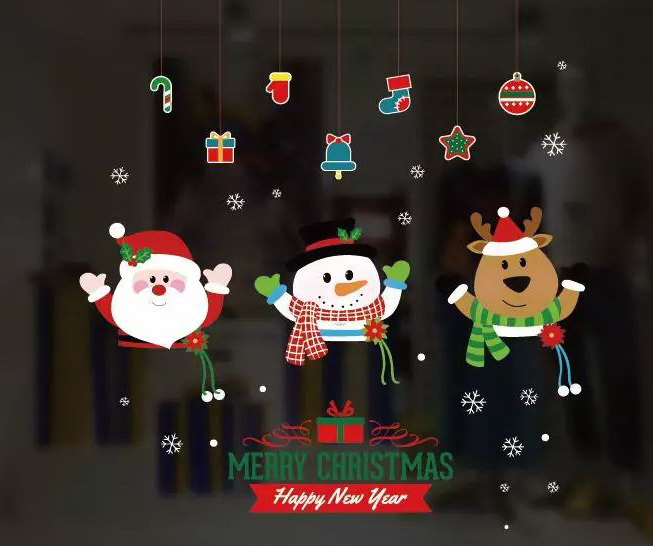 可愛圖案-雪人歡度聖誕-靜電貼